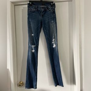 Distressed low rise stretch citizen of the humanity jeans.